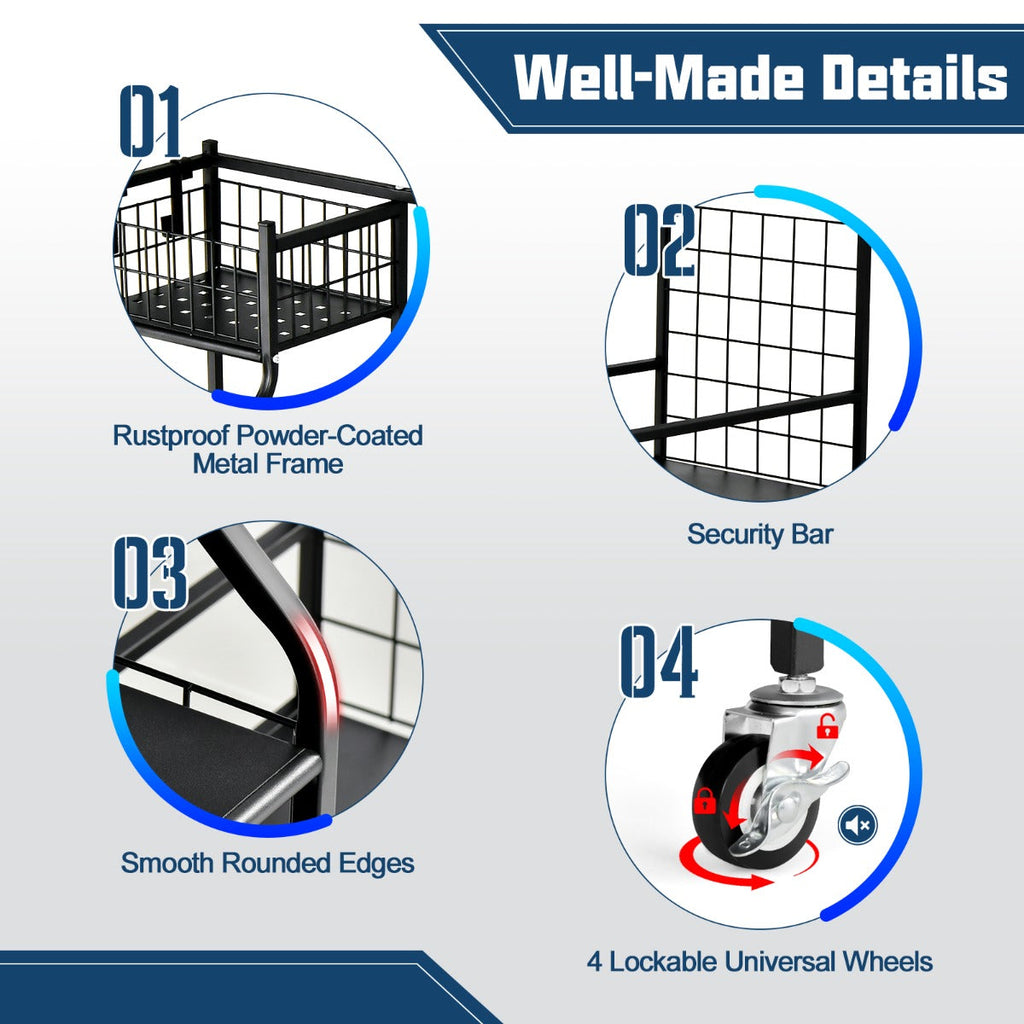 NNECW Golf Bag Storage Rack with Lockable Universal Wheels for Golfing Equipment