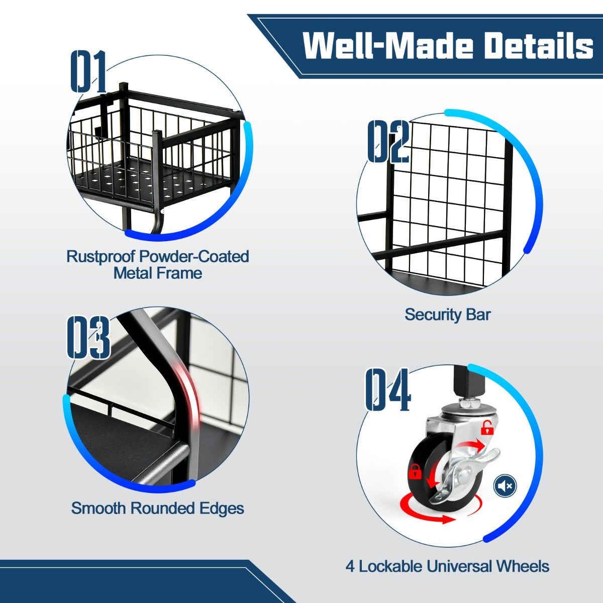 NNECW Golf Bag Storage Rack with Lockable Universal Wheels for Golfing Equipment